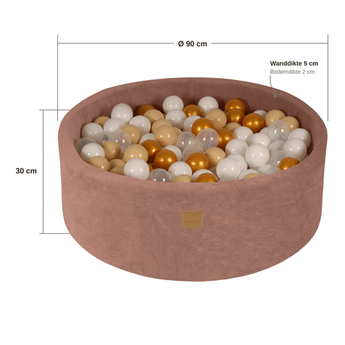 Ballenbak 90x30 cm met 200 Ballen – Beige Velvet