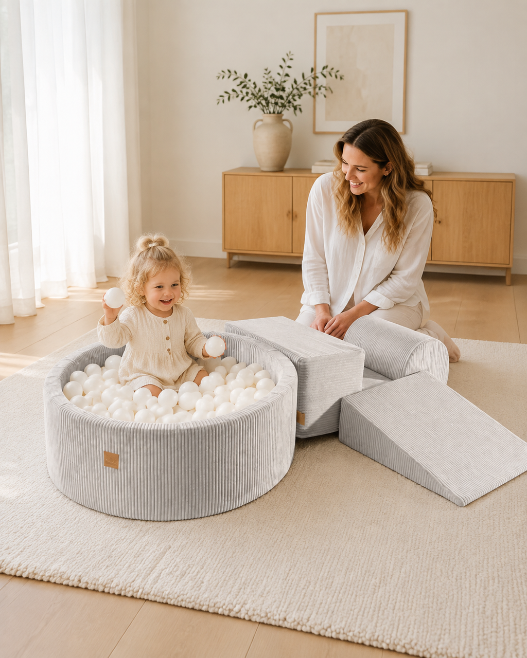 Bouclé Playset met Ballenbak – Wit