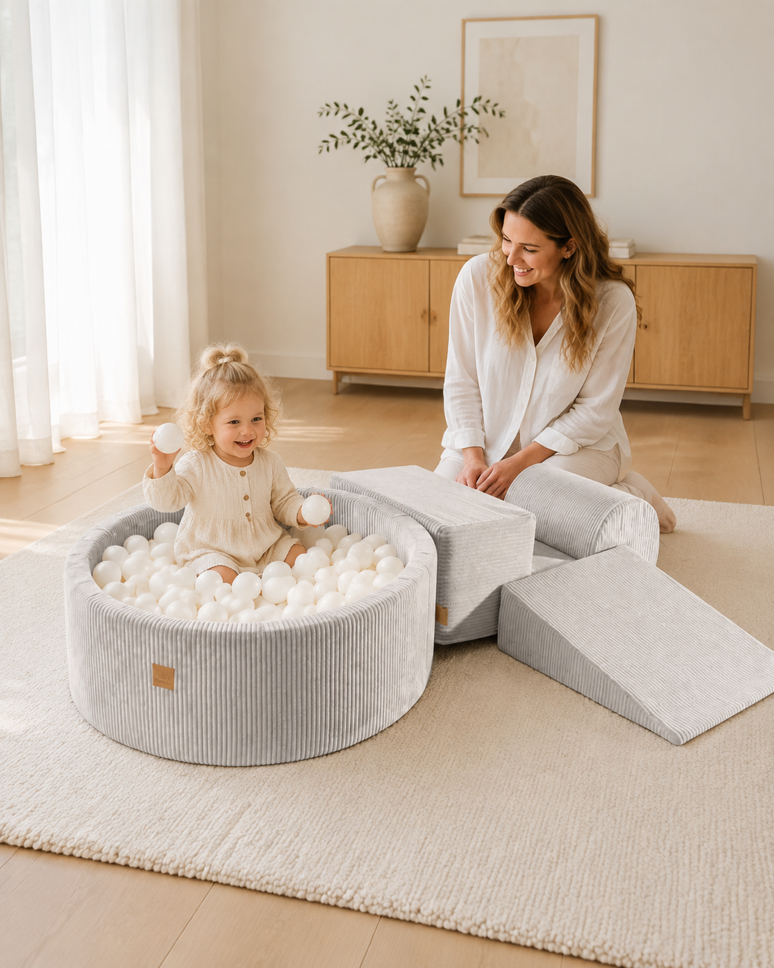 Bouclé Playset met Ballenbak – Wit