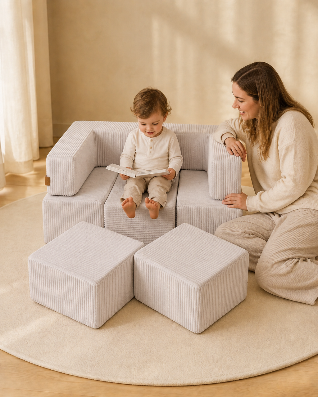 Velvet Bricks Sofa – Ecru